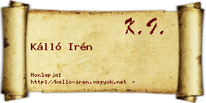 Kálló Irén névjegykártya